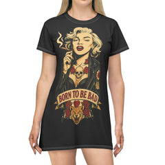 Born to Be Bad T-Shirt Dress – Laid-Back Rebel Chic for Women | Rebel Souls Collection