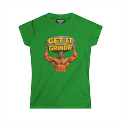 “Get It on the Grindr” Women's Fitted Graphic Tee – Culture Shock Collection