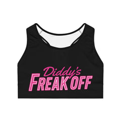 Diddy’s Freak Off – Neon Parody Words Sports Bra | Rebel Souls Collection
