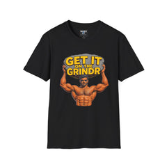 “Get It on the Grindr” Buff Graphic Tee – Culture Shock Collection