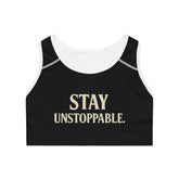 "Stay Unstoppable" Sports Bra – Sleek Support for Limitless Women | Rise Different