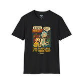 Viajeros del tiempo en la pelea de Tyson - Twisted Covers: Cómics, Cine y Caos (Camiseta para hombre)