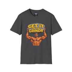 “Get It on the Grindr” Buff Graphic Tee – Culture Shock Collection