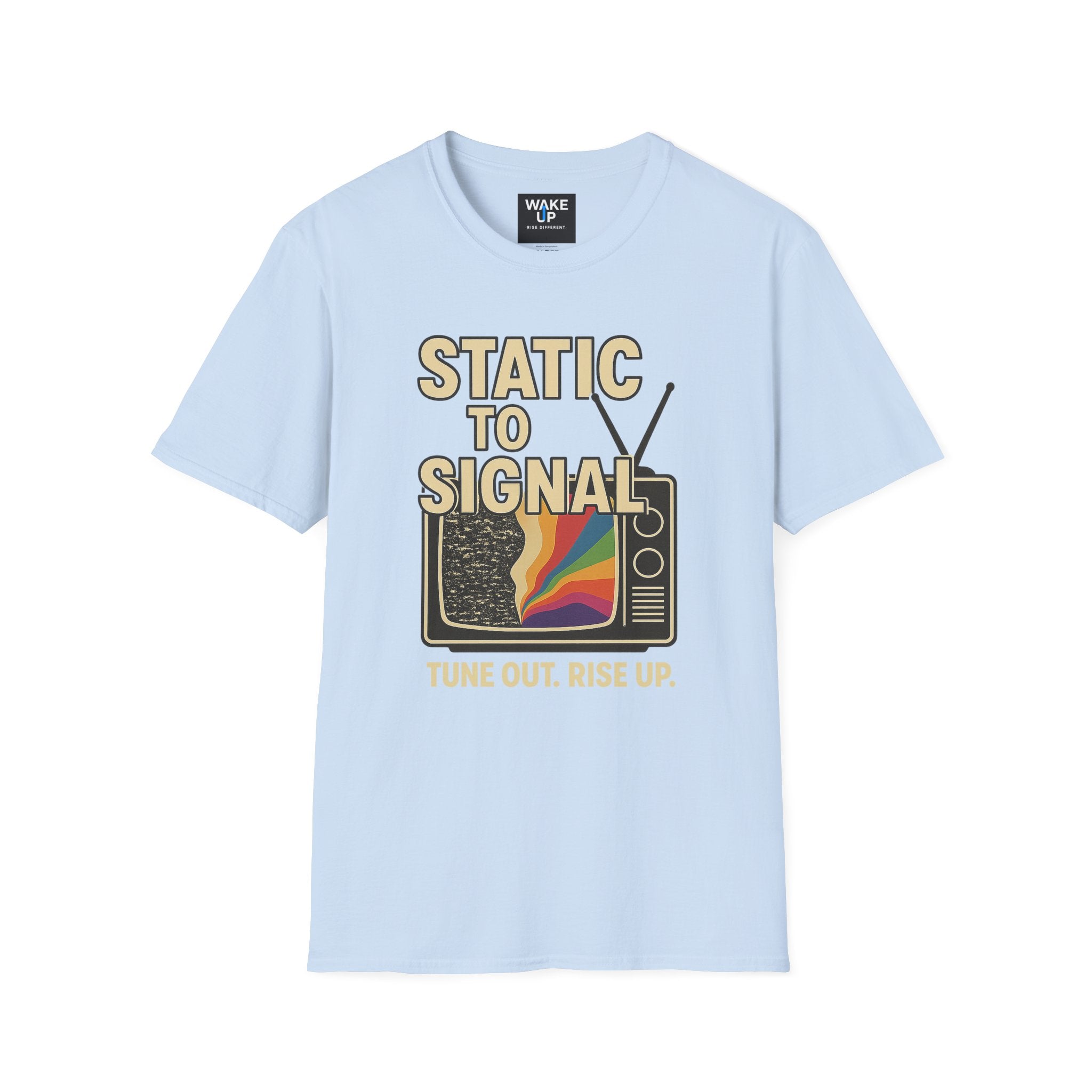 Static to Signal — Tune Out. Rise Up. - Rise Different (Men’s T-Shirt)