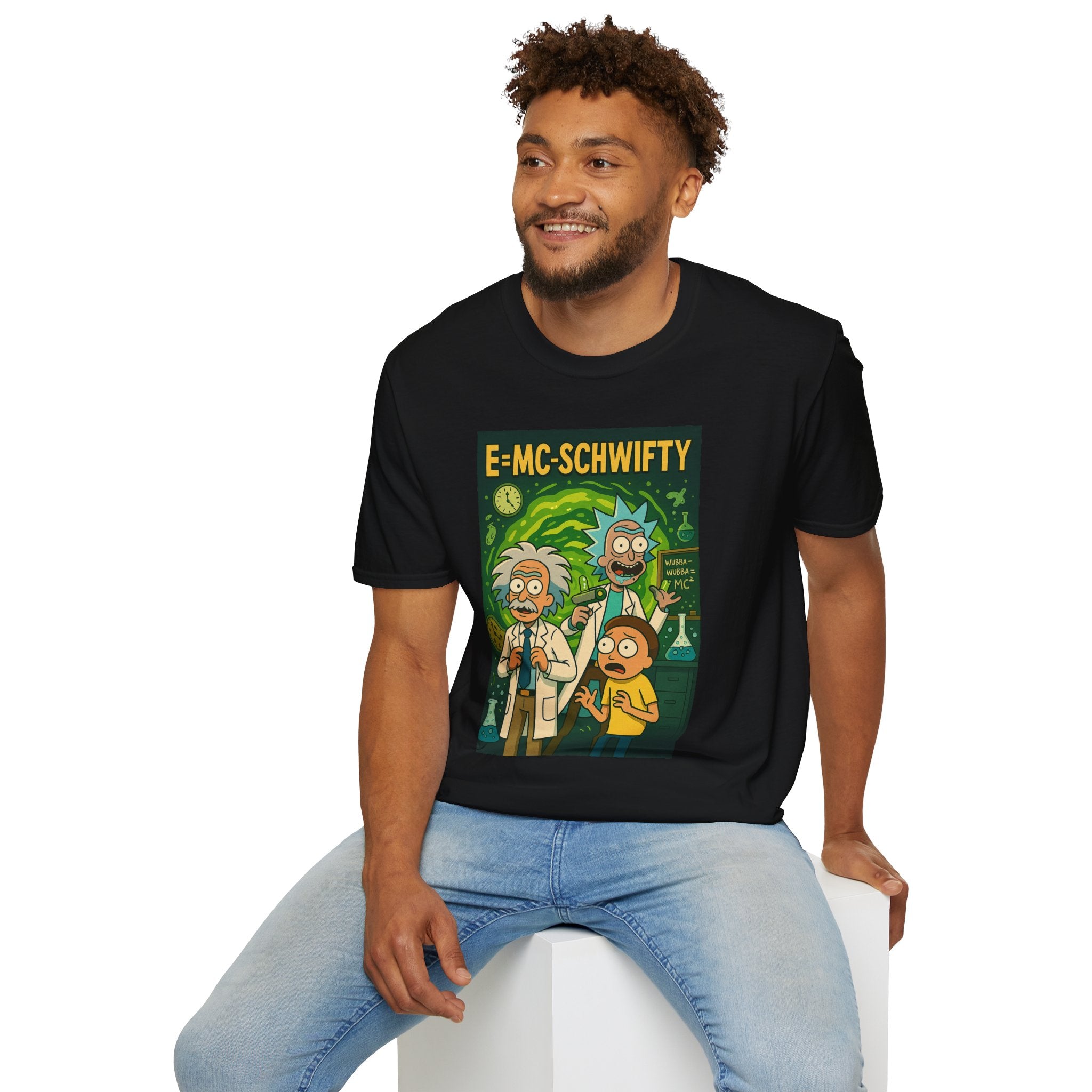 E=MC-SCHWIFTY – Theoretical Mayhem - Twisted Covers: Comics, Cinema & Chaos (Men’s T-Shirt)