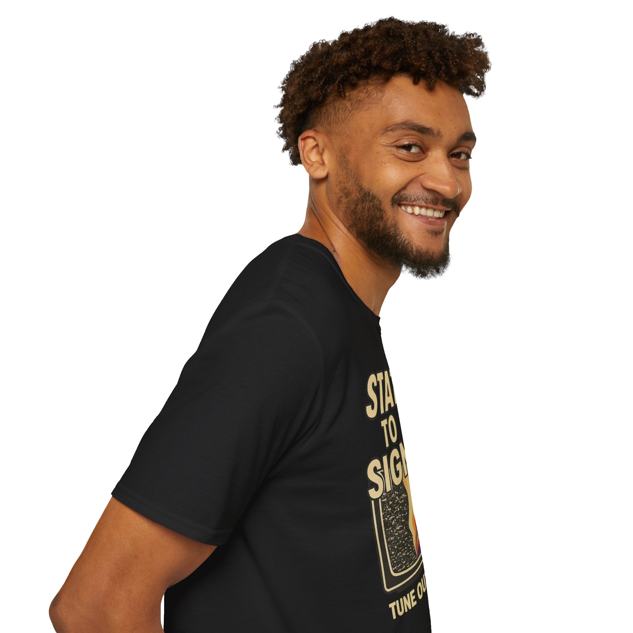Static to Signal — Tune Out. Rise Up. - Rise Different (Men’s T-Shirt)
