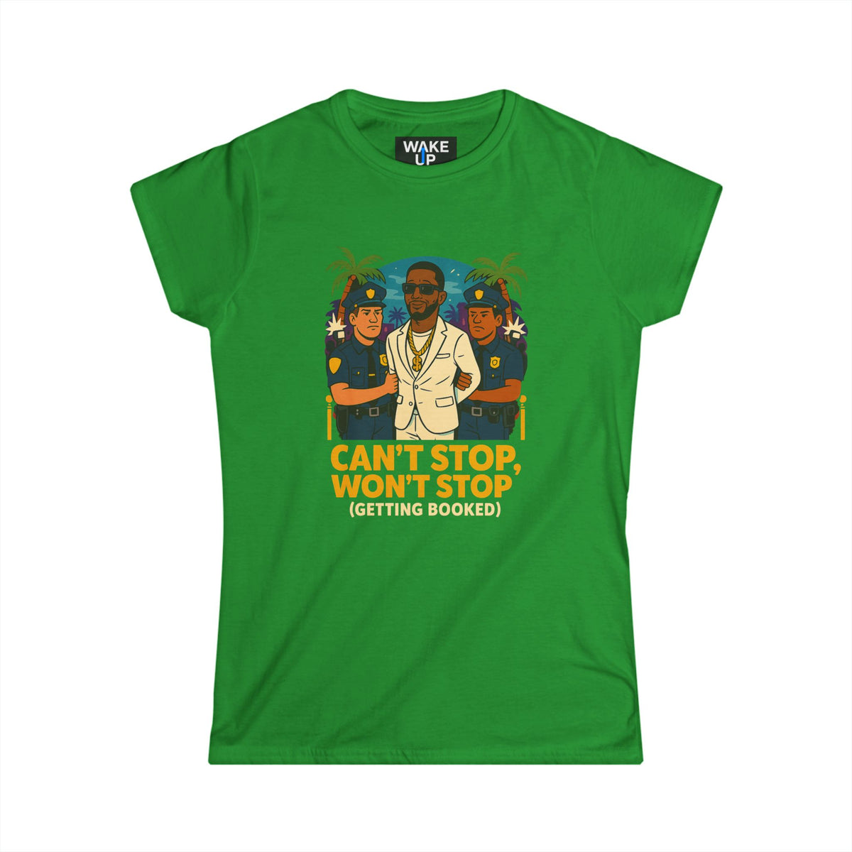 Can't Stop, Won't Stop (Getting Booked) – White Party Chaos - Twisted Covers: Comics, Cinema & Chaos (Women's T-Shirt)