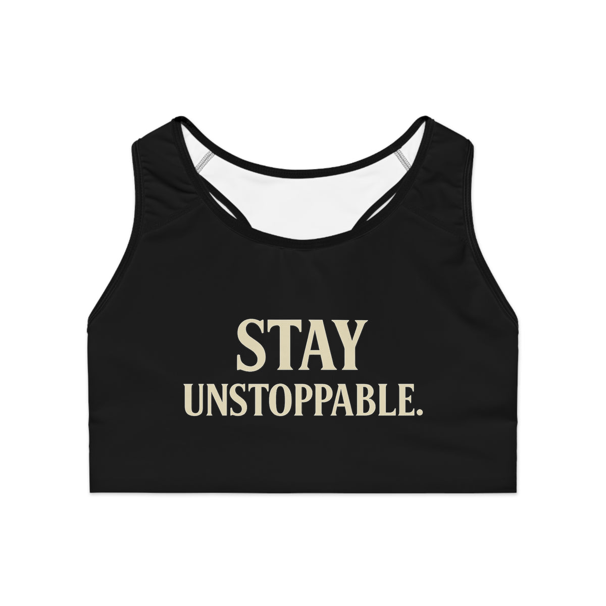 "Stay Unstoppable" Sports Bra – Sleek Support for Limitless Women | Rise Different