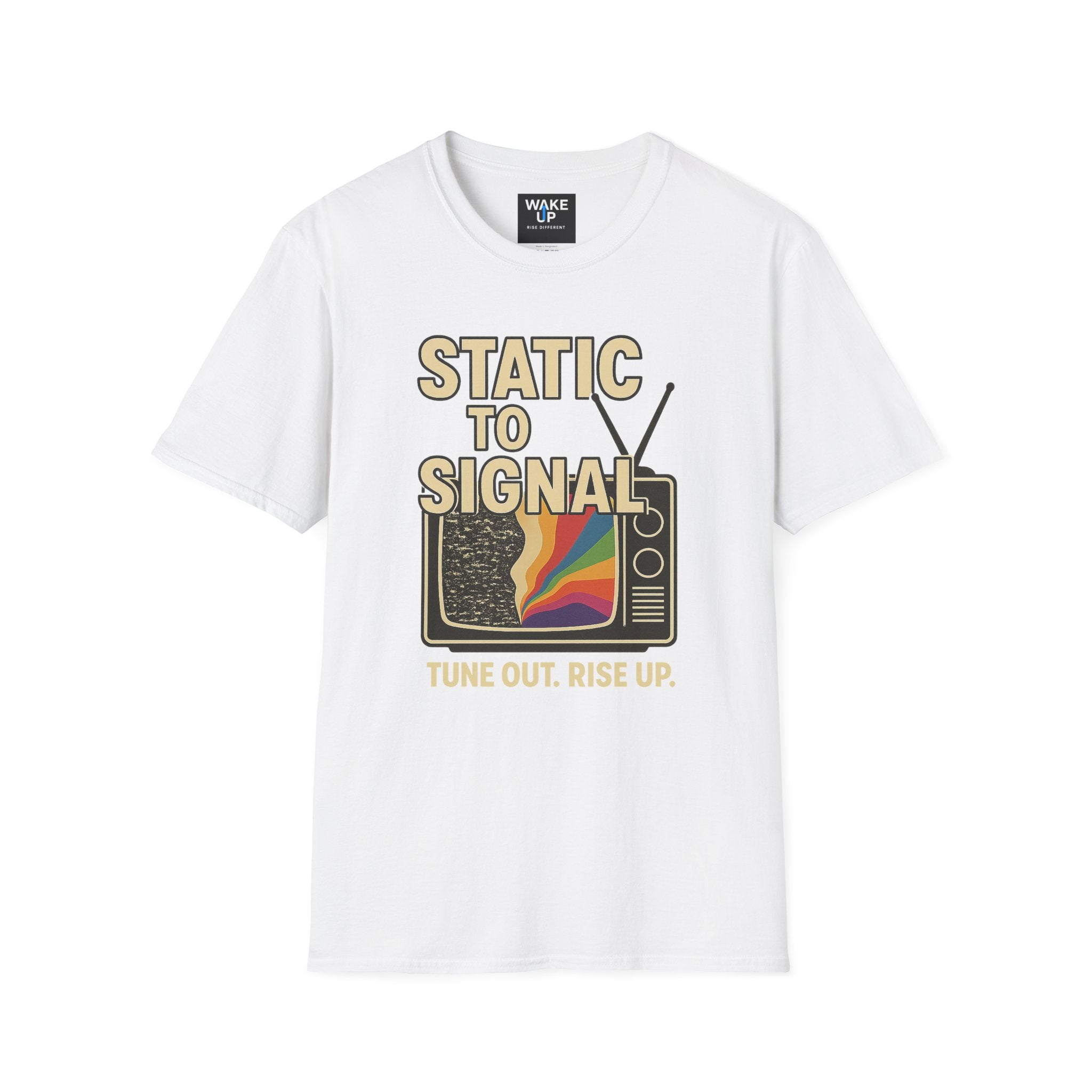 Static to Signal — Tune Out. Rise Up. - Rise Different (Men’s T-Shirt)
