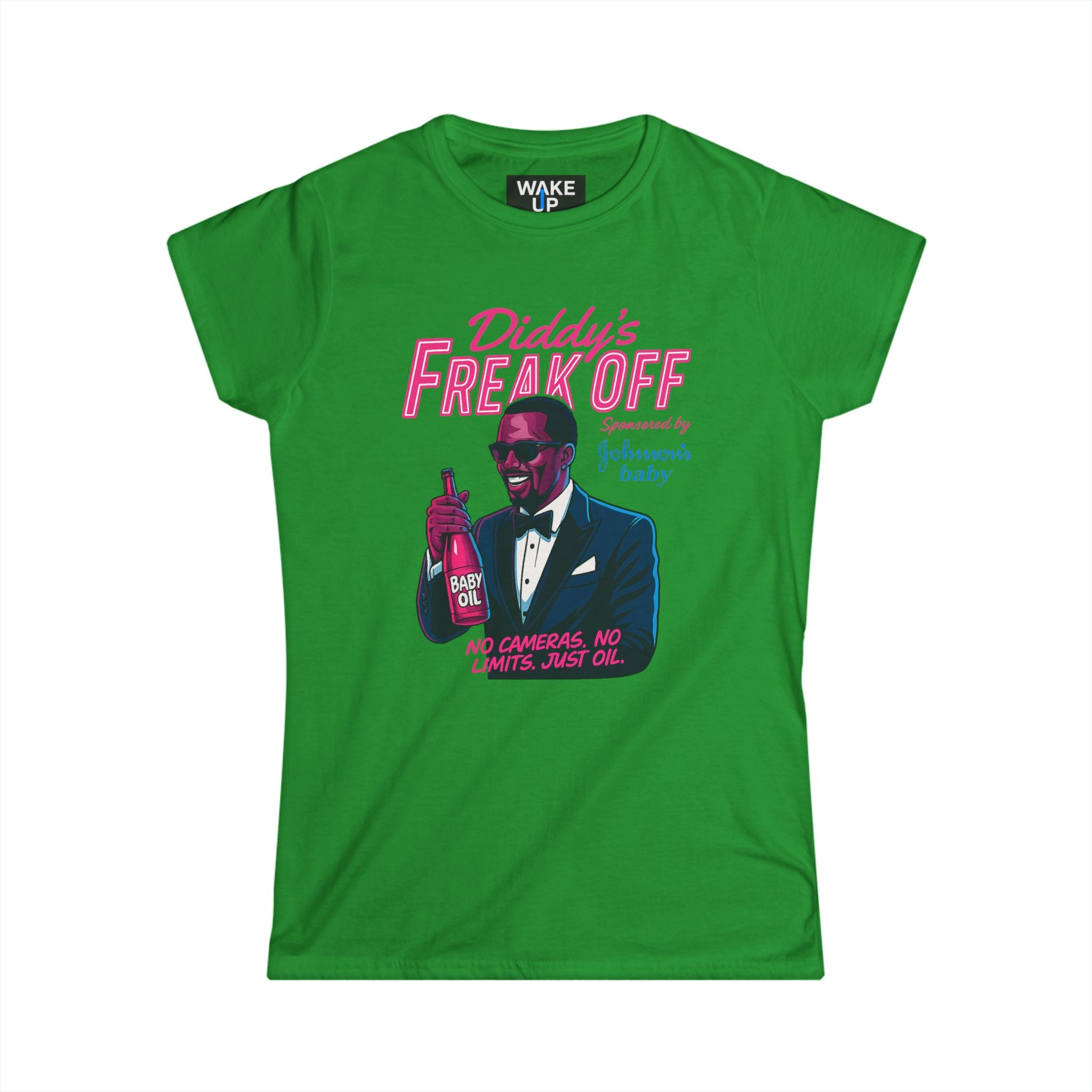 Diddy’s Freak Off – Neon Celebrity Satire Tee for Women | Rebel Souls