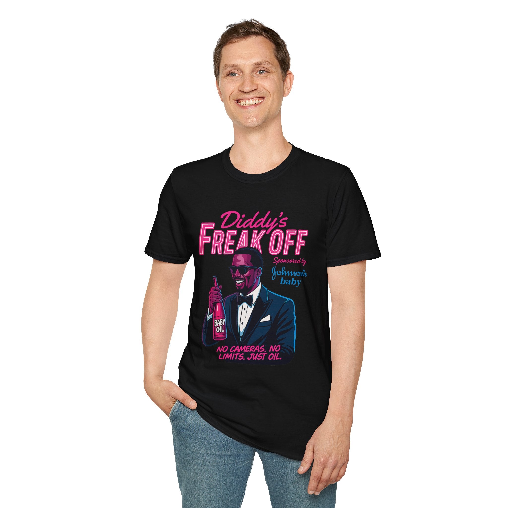 Diddy’s Freak Off – Neon Celebrity Satire Tee for Men | Rebel Souls
