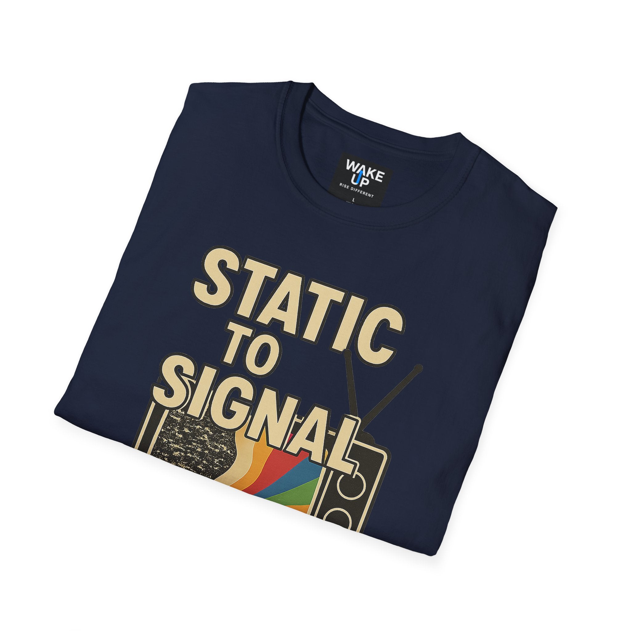 Static to Signal — Tune Out. Rise Up. - Rise Different (Men’s T-Shirt)